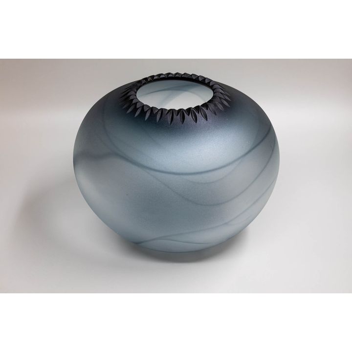 Garry Nash - Frosted grey glass vase