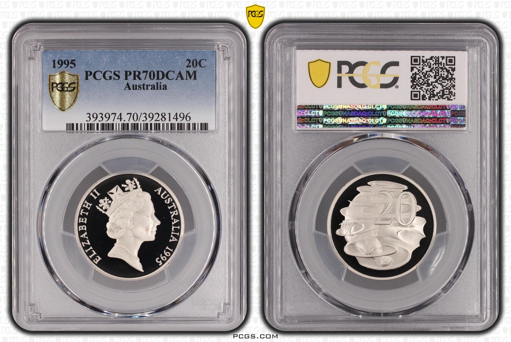 193 · 1995 Australia Twenty Cent, 20c PCGS - PR70DCAM POP 14/0 -496