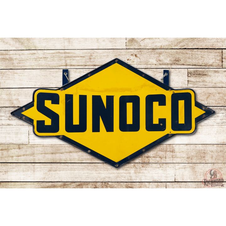 6' Sunoco Double Sided Porcelain Identification Sign & Hanger TAC 8.5 & 8
