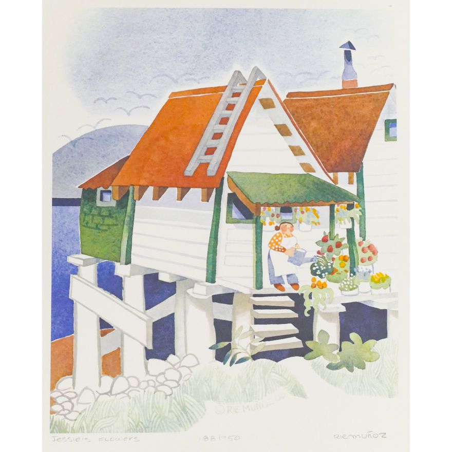 Rie Munoz ''Jessie's Flowers'' 1986 Signed Print 15''x13.25'' Sheet.