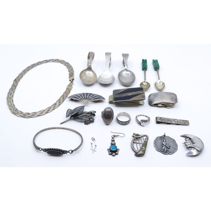 Box Misc. Sterling Jewelry and Baby Spoons - 227 Grams TW