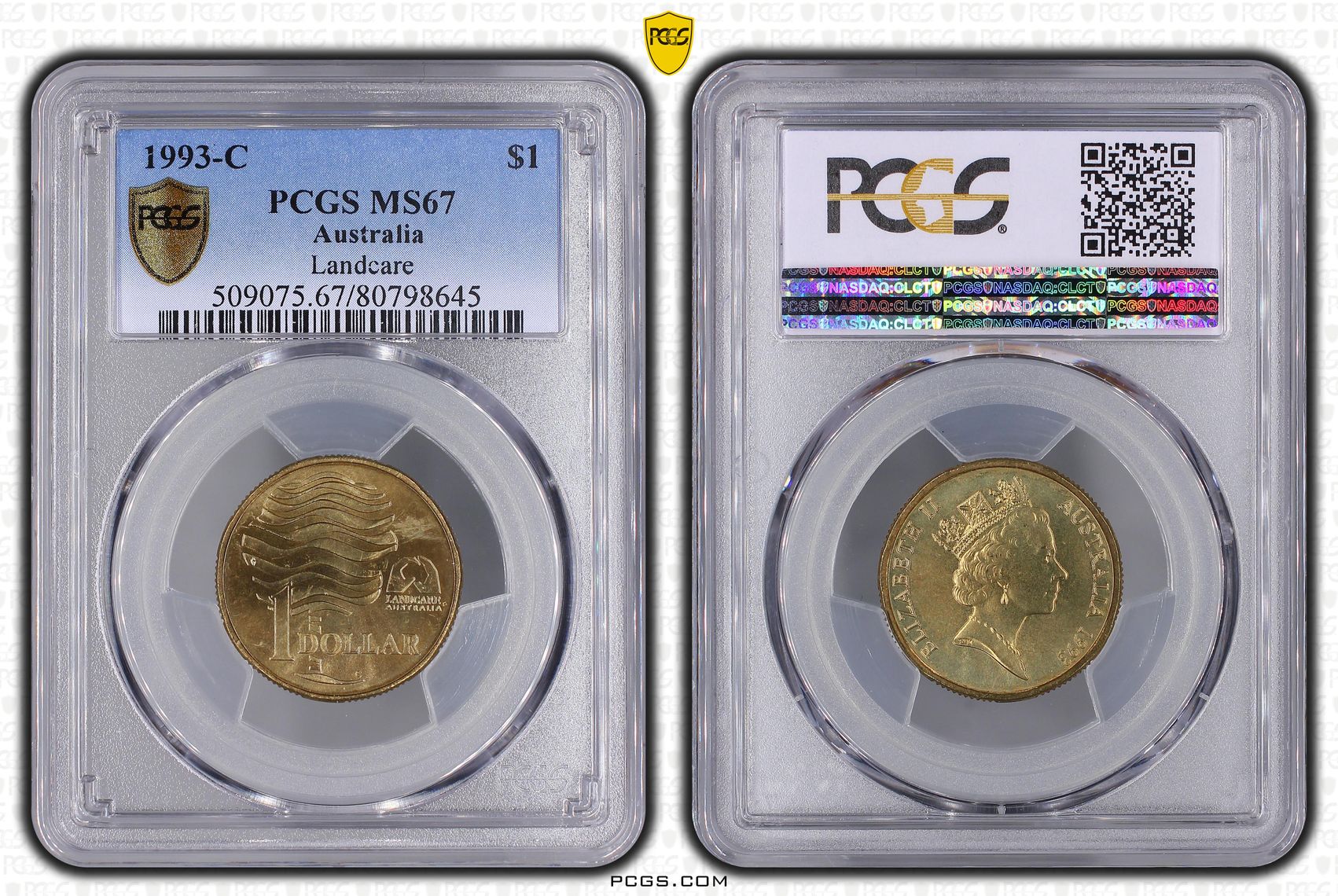 Elizabeth II, Landcare, One Dollar, 1993-C, PCGS MS67
