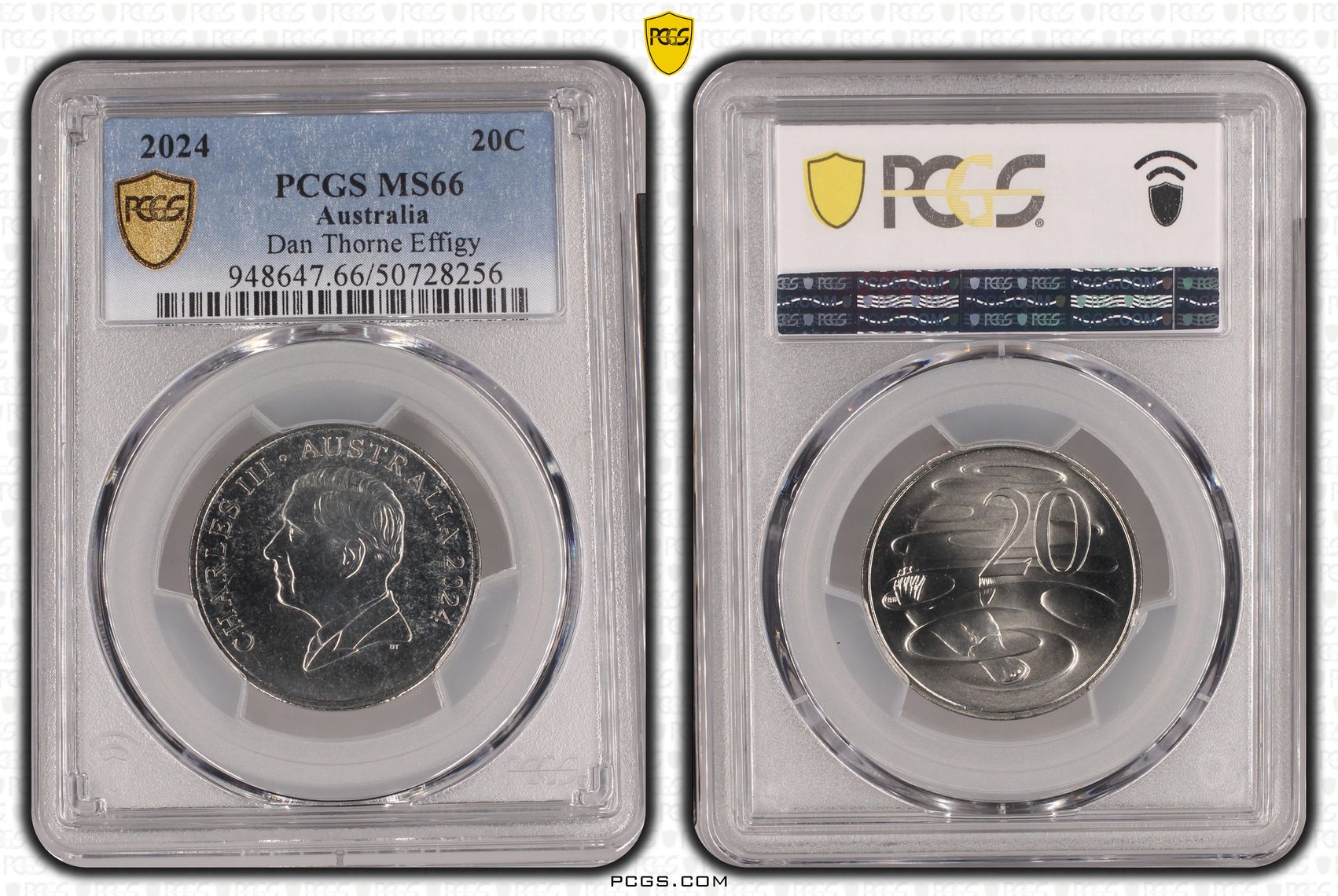 Dan Thorne Effigy , Twenty Cent, 2024, PCGS MS66