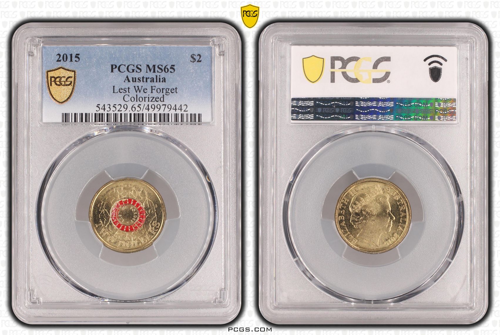 Lest We Forget Colorized, Two Dollar, 2015, PCGS MS65