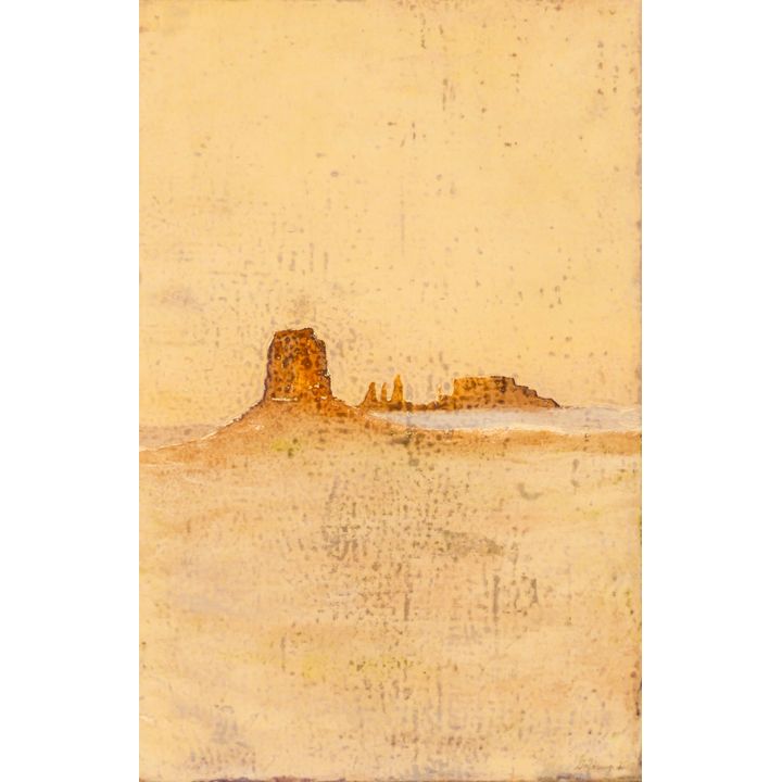 Joseph Goldberg "Valley Floor" 1975 Oil on Paper Framed 28"x21"