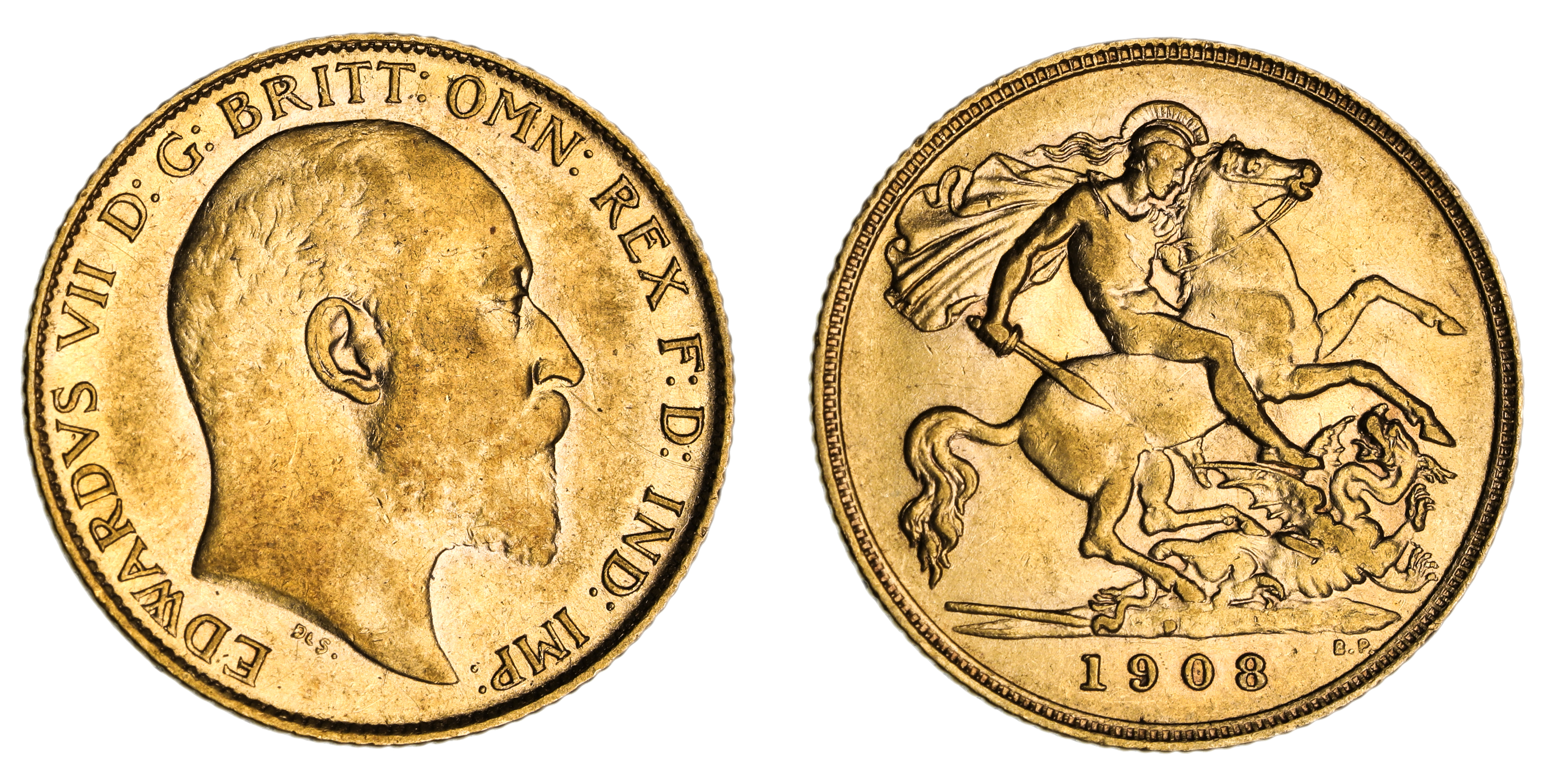Edward VII, St. George Reverse - Perth Mint, Half Sovereign, 1908, gEF