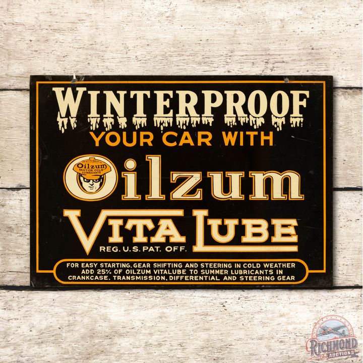 Winterproof Your Car w/ Oilzum Vitalube Tin Sign TAC 8.75