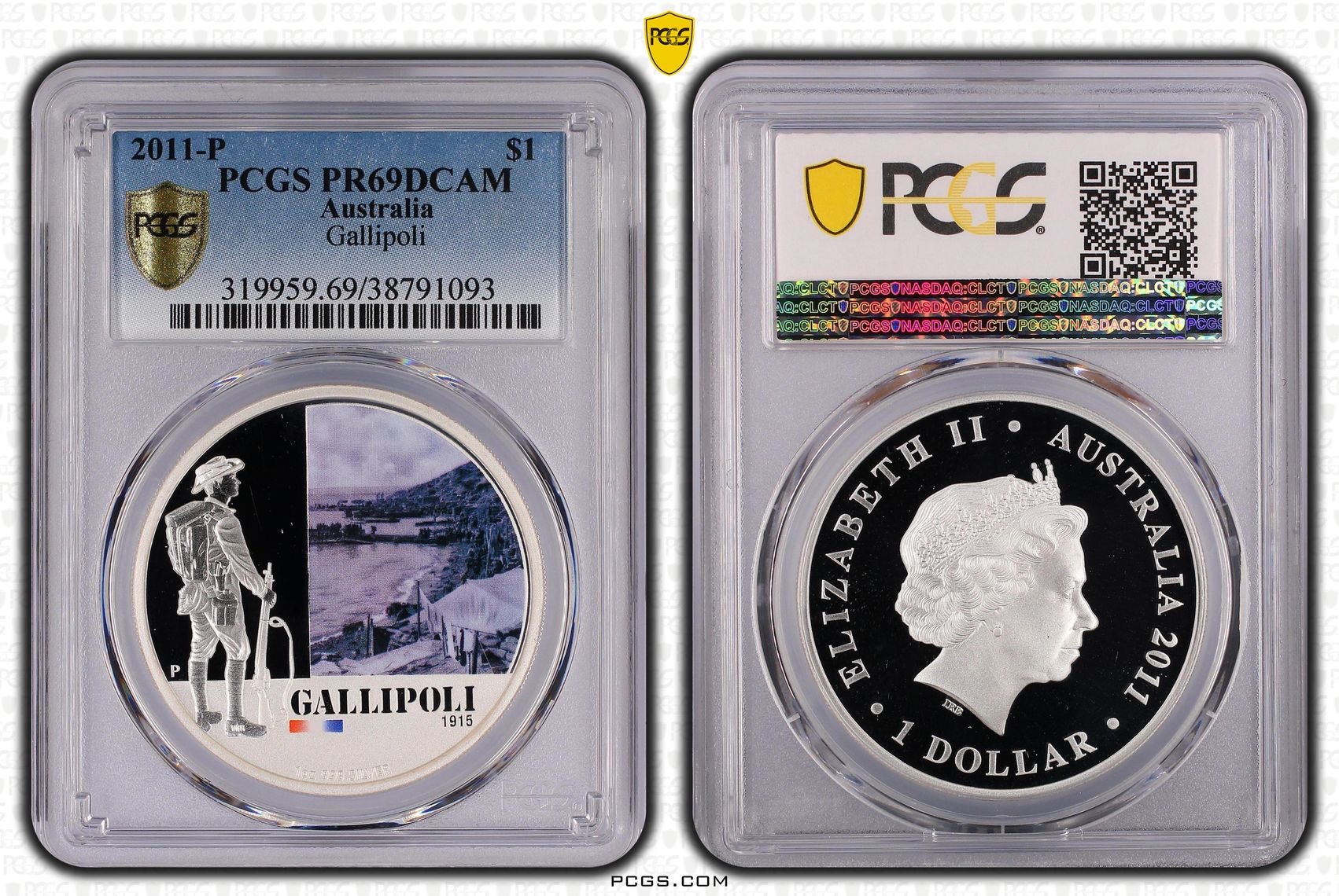2011-P Australia One Dollar, $1 Proof Gallipoli PCGS - PR69DCAM -093