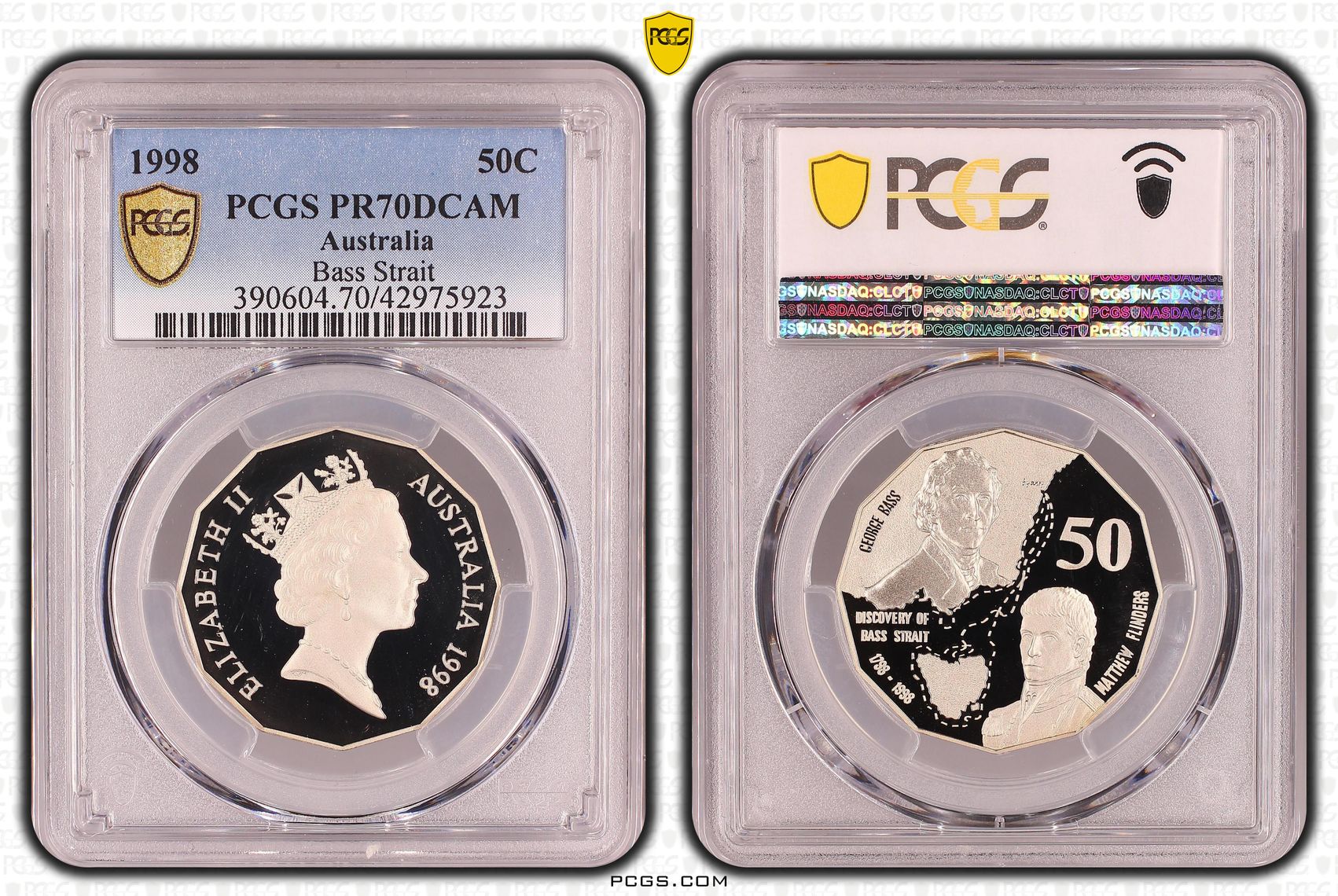 Elizabeth II, Bass Strait, Fifty Cent, PR70DCAM , 1998 PCGS POP - 14/0