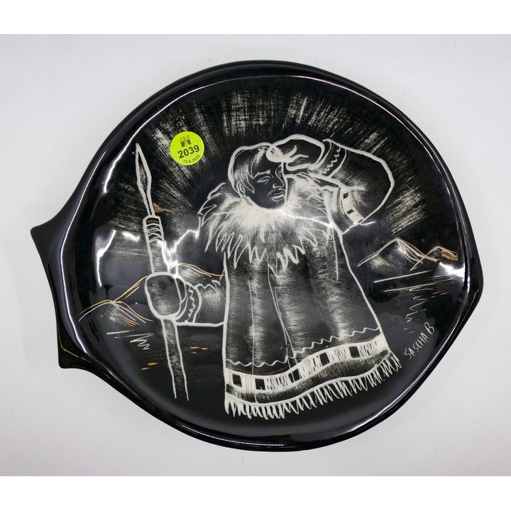 Sascha Brastoff Alaskan Ceramic Dish 10''