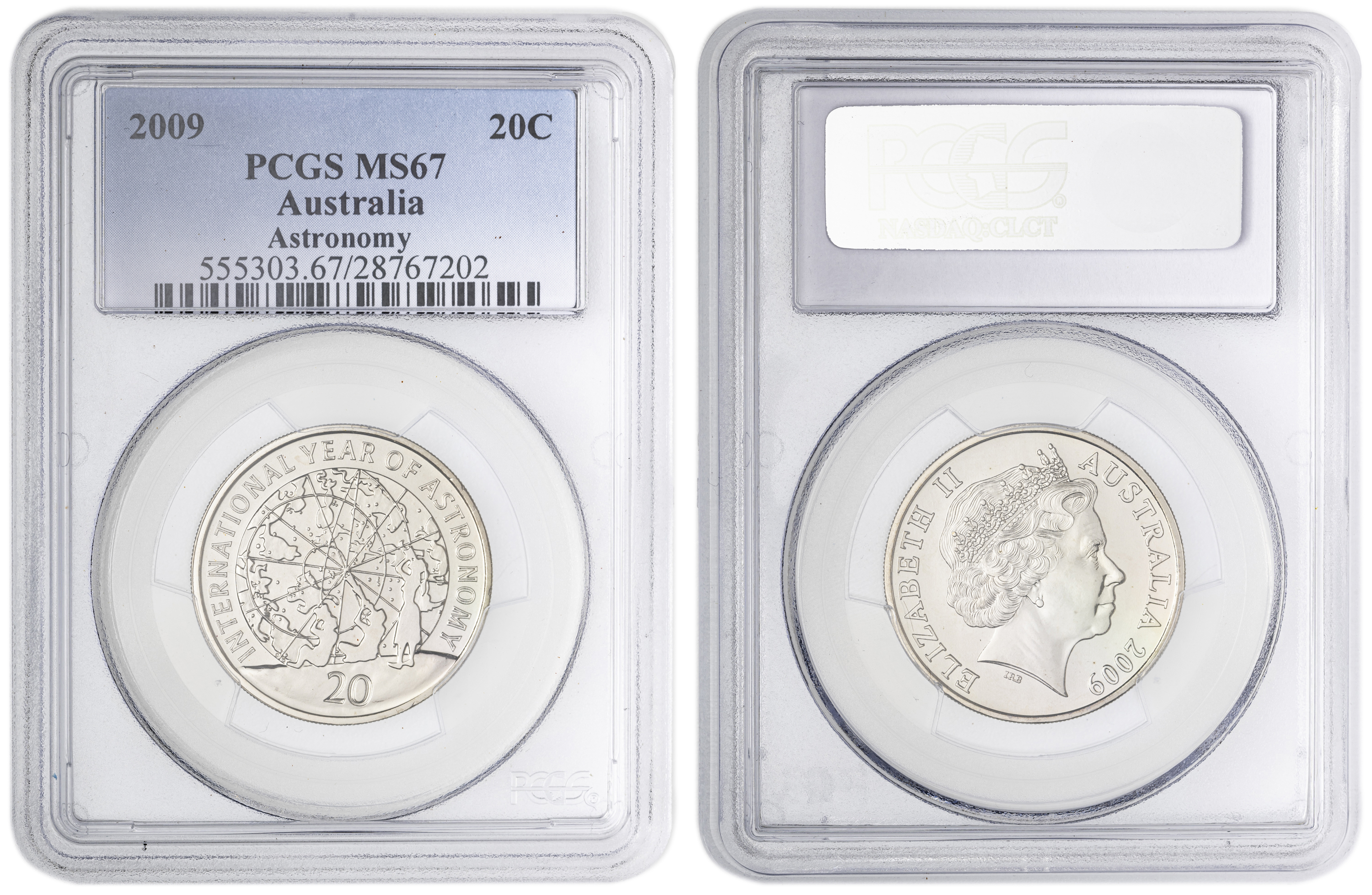 Astronomy , Twenty Cent, 2009, PCGS MS67