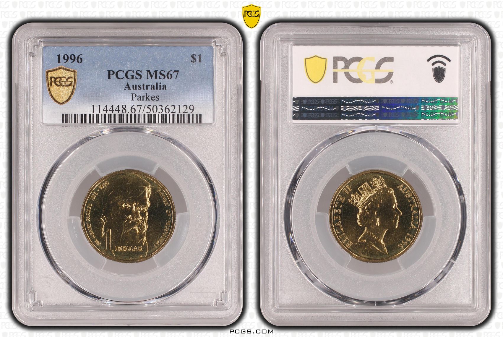 189 · Parkes , One Dollar, 1996, PCGS MS67