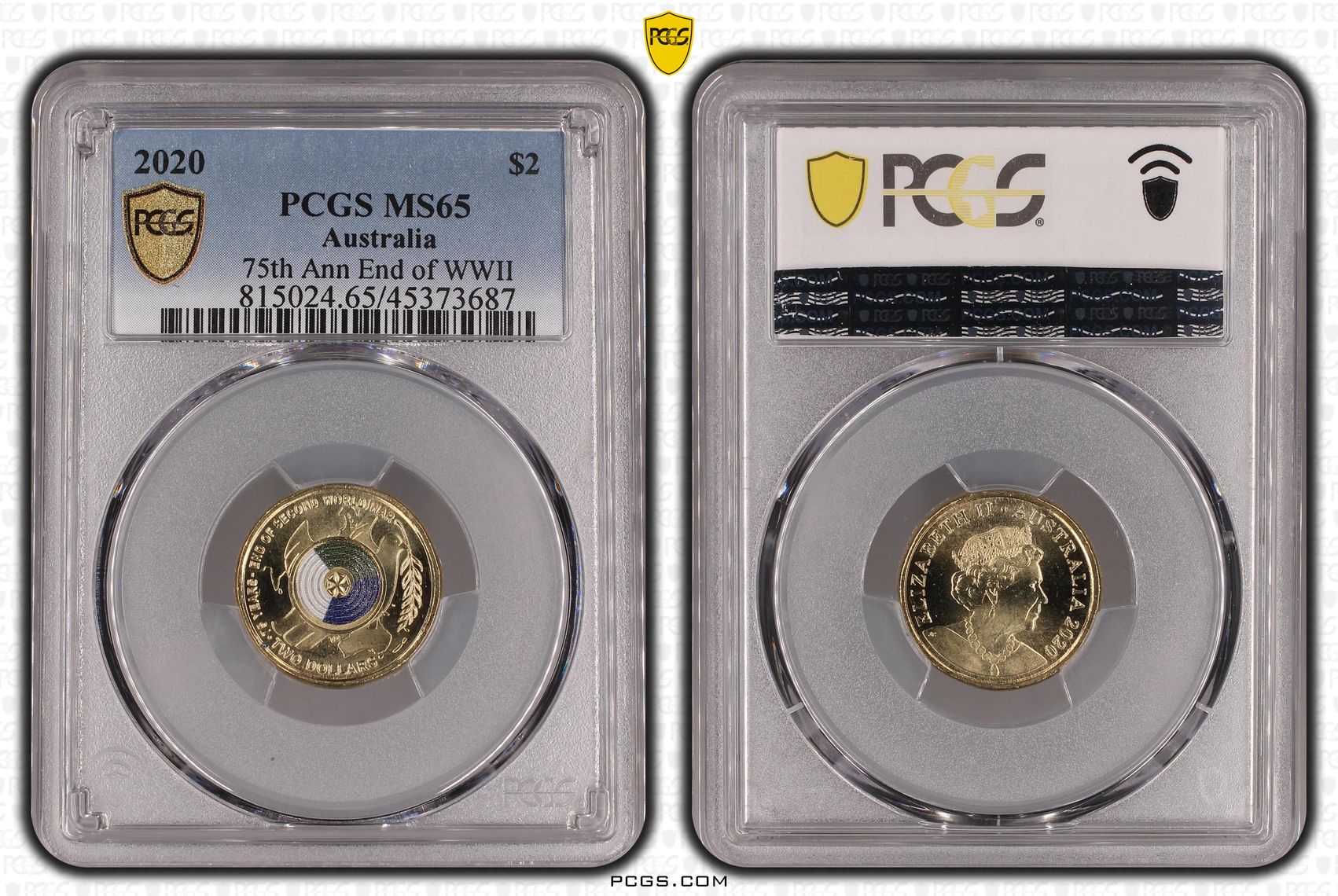 Elizabeth II, 75th Ann End of WWII, Two Dollar, 2020, PCGS MS65