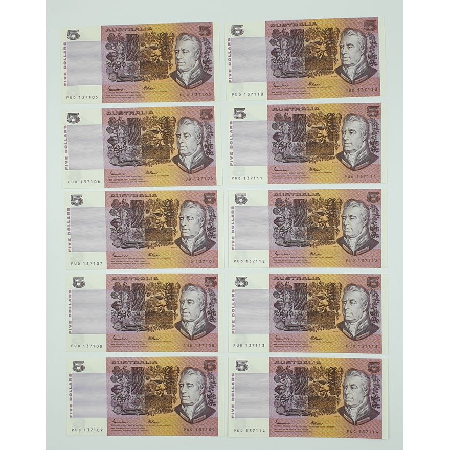Consec. Aus. J/F $5 Notes