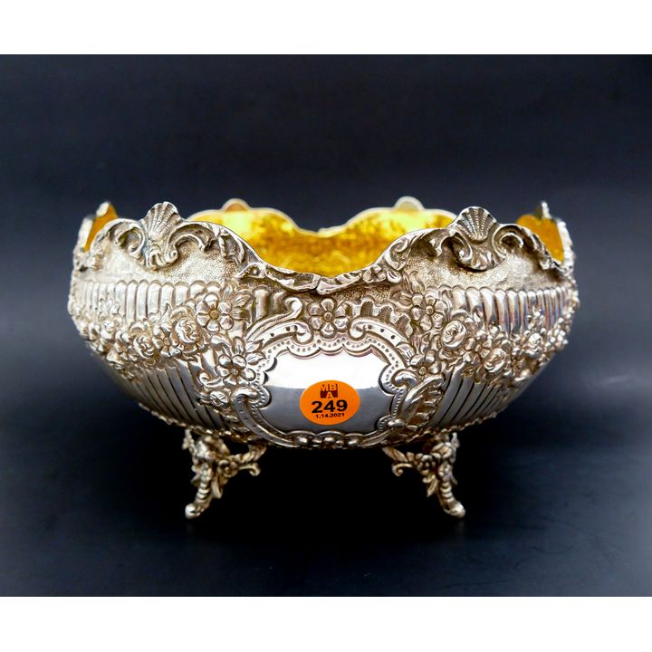 Continental 800 Silver Repouss� Footed Bowl- 5x9''- 705g