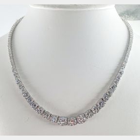 STUNNING STERLING SILVER CZ TENNIS NECKLACE - BRILLIANT SPARKLE & ELEGANCE - 51929/10007