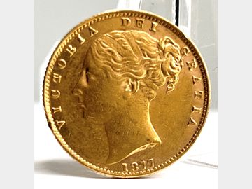 1877 VICTORIA YOUNG HEAD SYDNEY MINT SHIELD GOLD SOVEREIGN