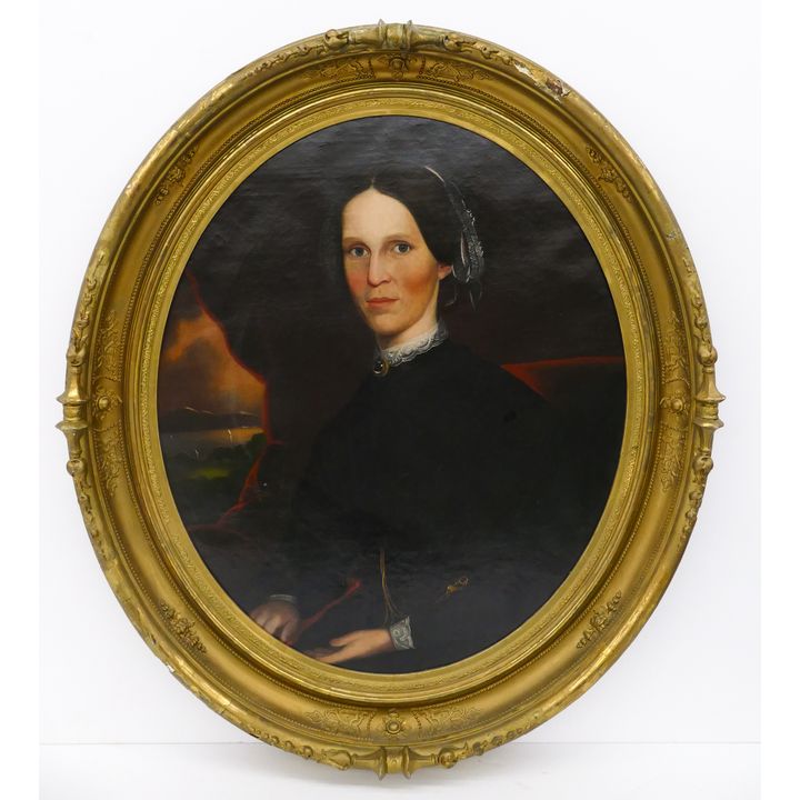 Robert Street (1796-1865 Pennsylvania) Portrait of Mary Carroll Bayard Oil on Canvas.
