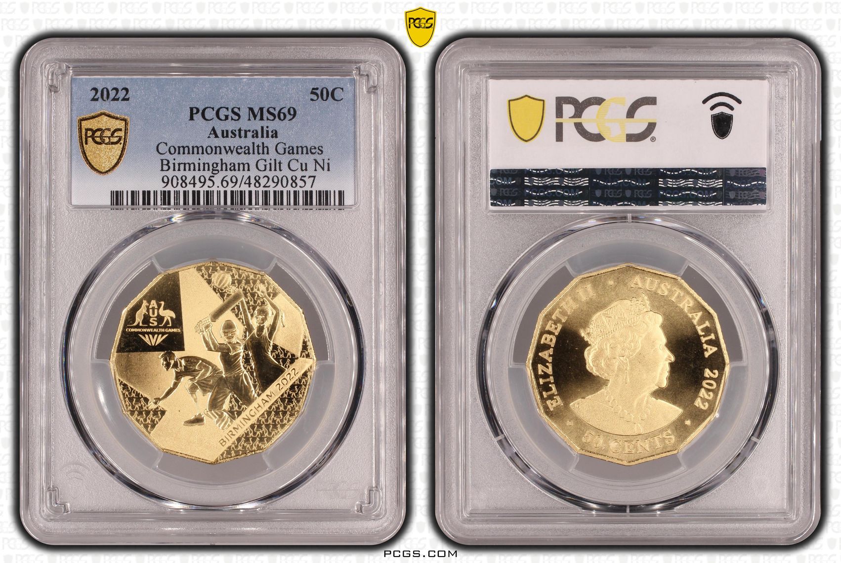 Commonwealth Games Birmingham Gilt-CuNi, Fifty Cent, 2022, PCGS MS69