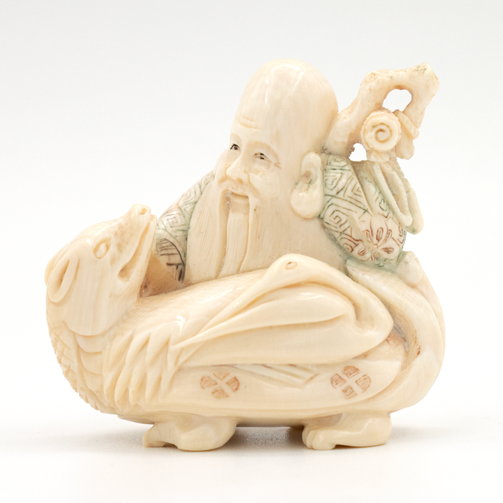 Netsuke dios de la longevidad en marfil
