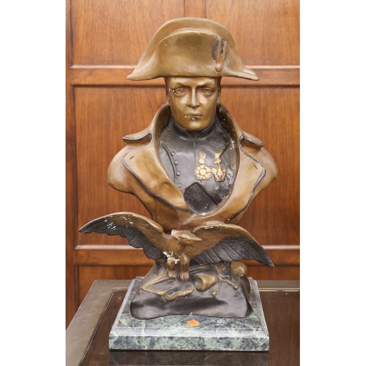 Napoleon Bronze Bust Sculpture with Marble Base 21''x13''
