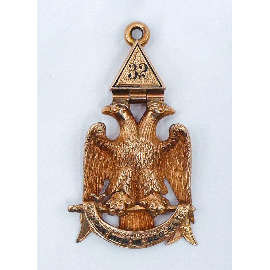14k Antique Masonic 32 Degree Eagle Fob 1.75'' - 14 Grams