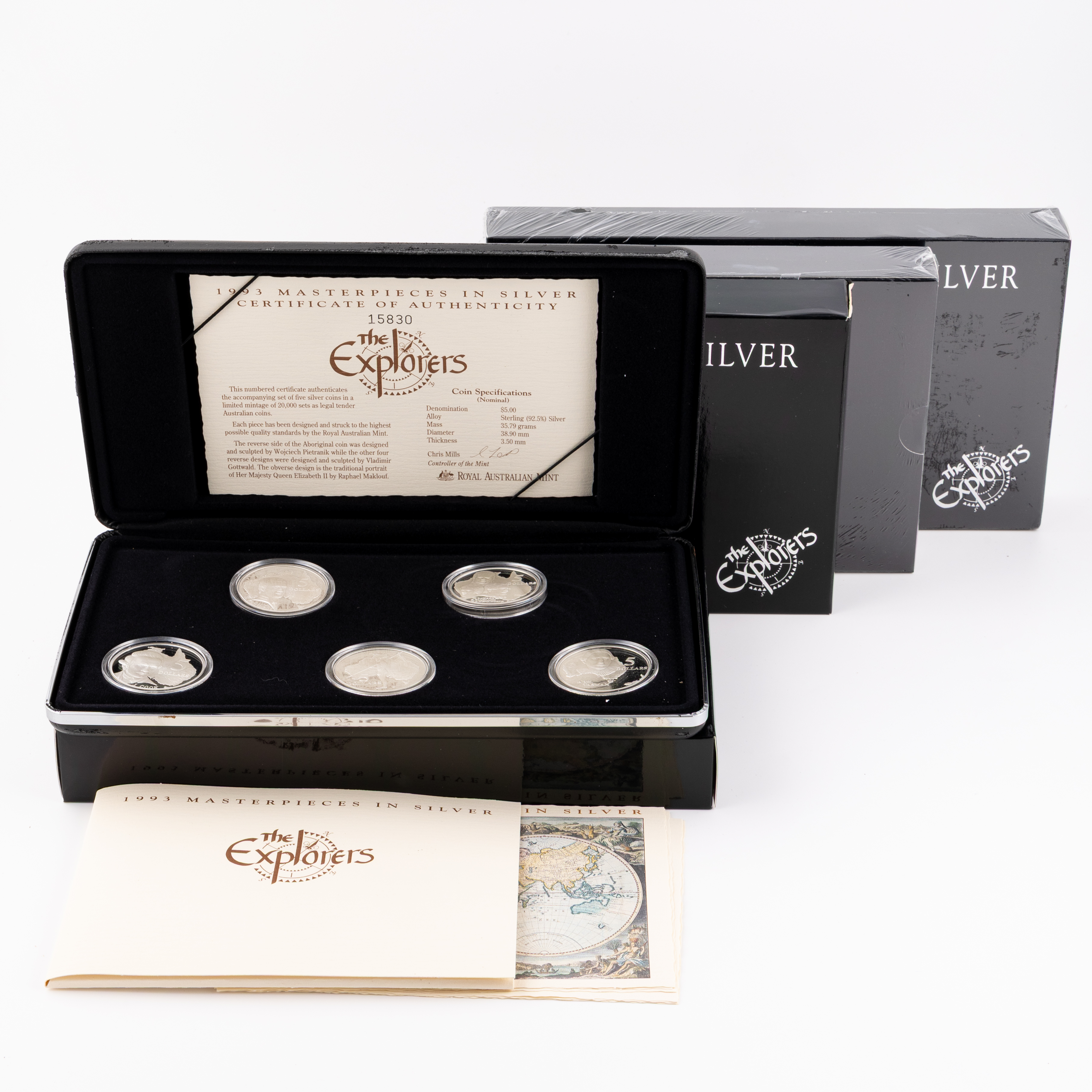 Elizabeth II, Masterpieces in Silver - The Explorers Pt. 1, Five Dollars, 1993, FDC