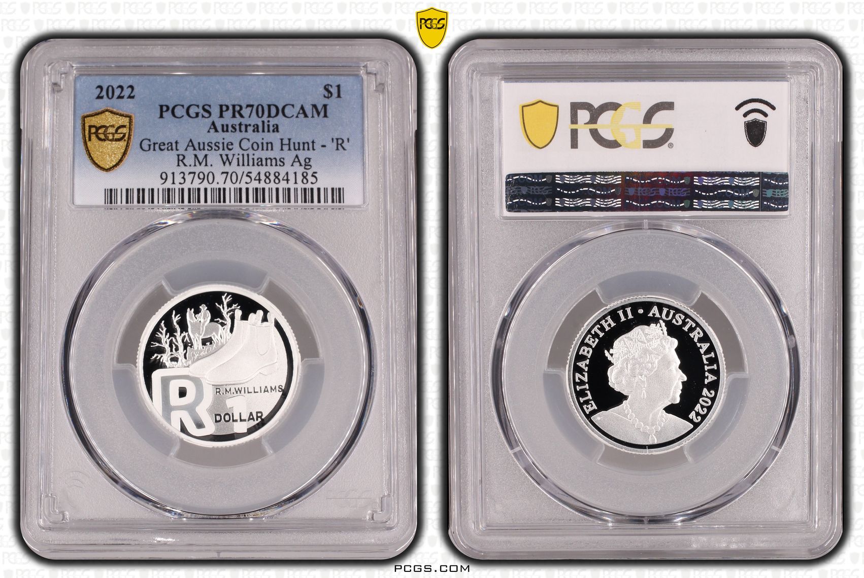 Great Aussie Coin Hunt - 'R', POP 4/0, One Dollar, 2022, PCGS PR70DCAM