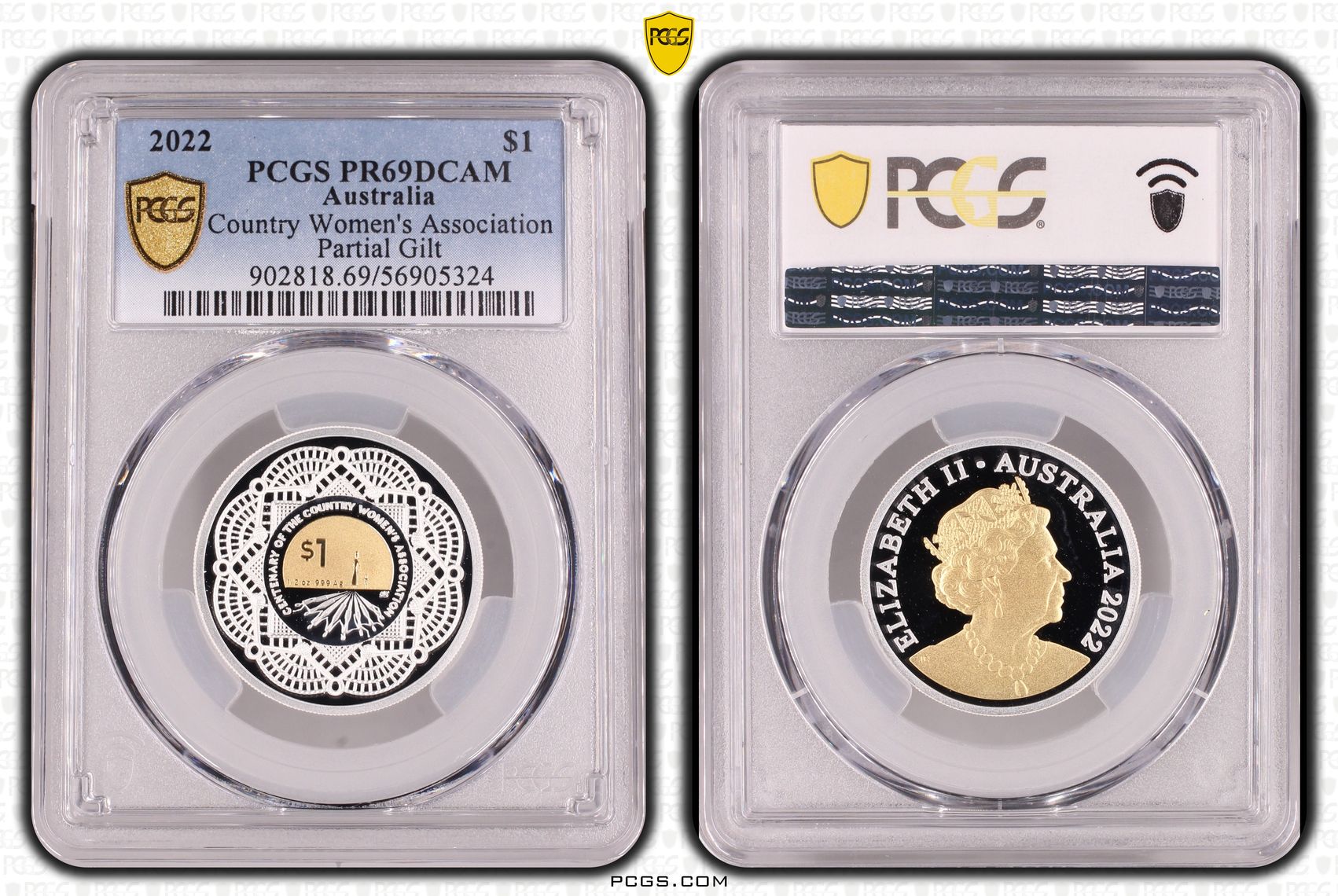 Country Women's Association Partial Gilt, One Dollar, 2022, PCGS PR69DCAM