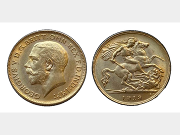 1914 GEORGE V LONDON MINT GOLD HALF SOVEREIGN