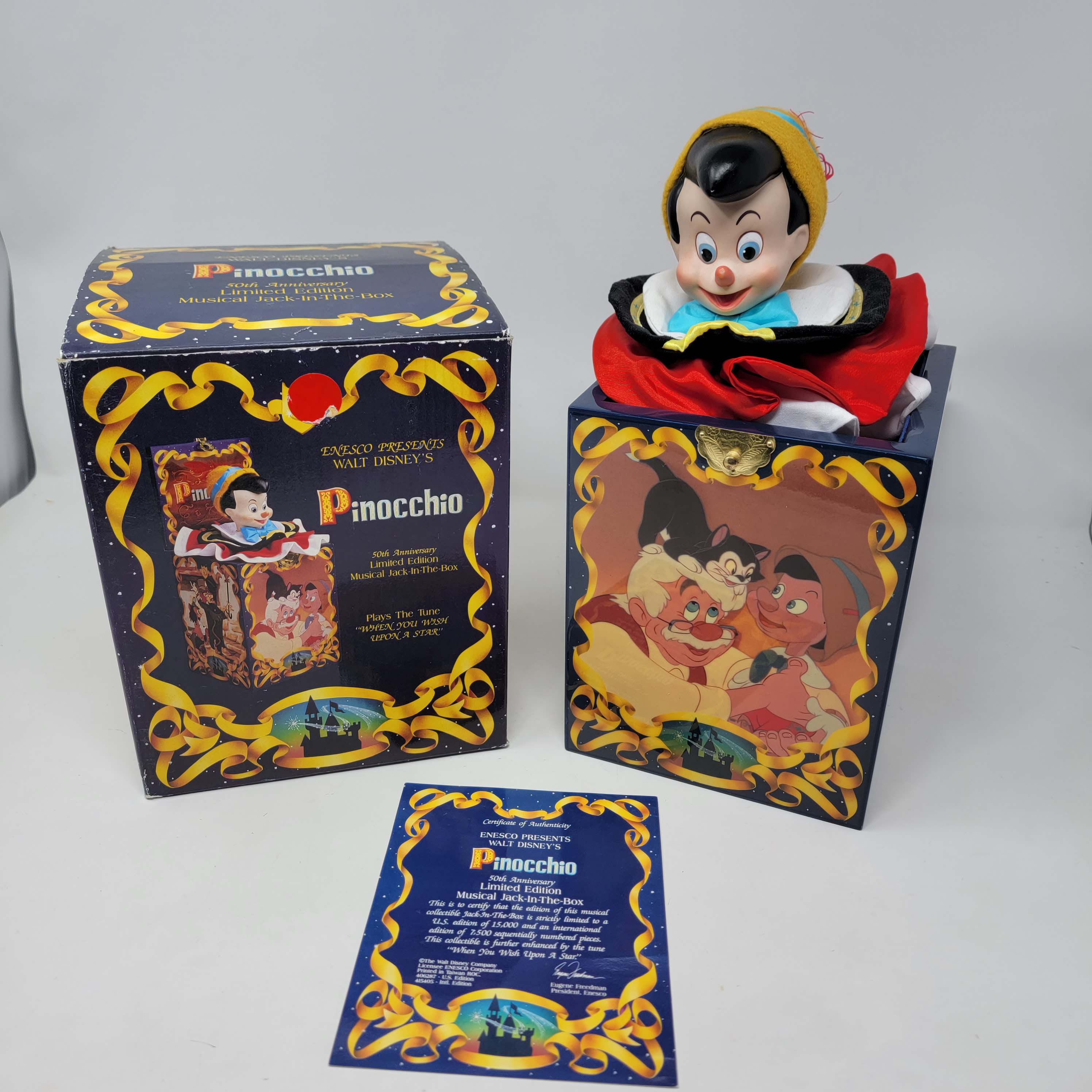 Walt Disney Enesco Pinocchio 50th Anniversary Ltd Ed Musical Jack