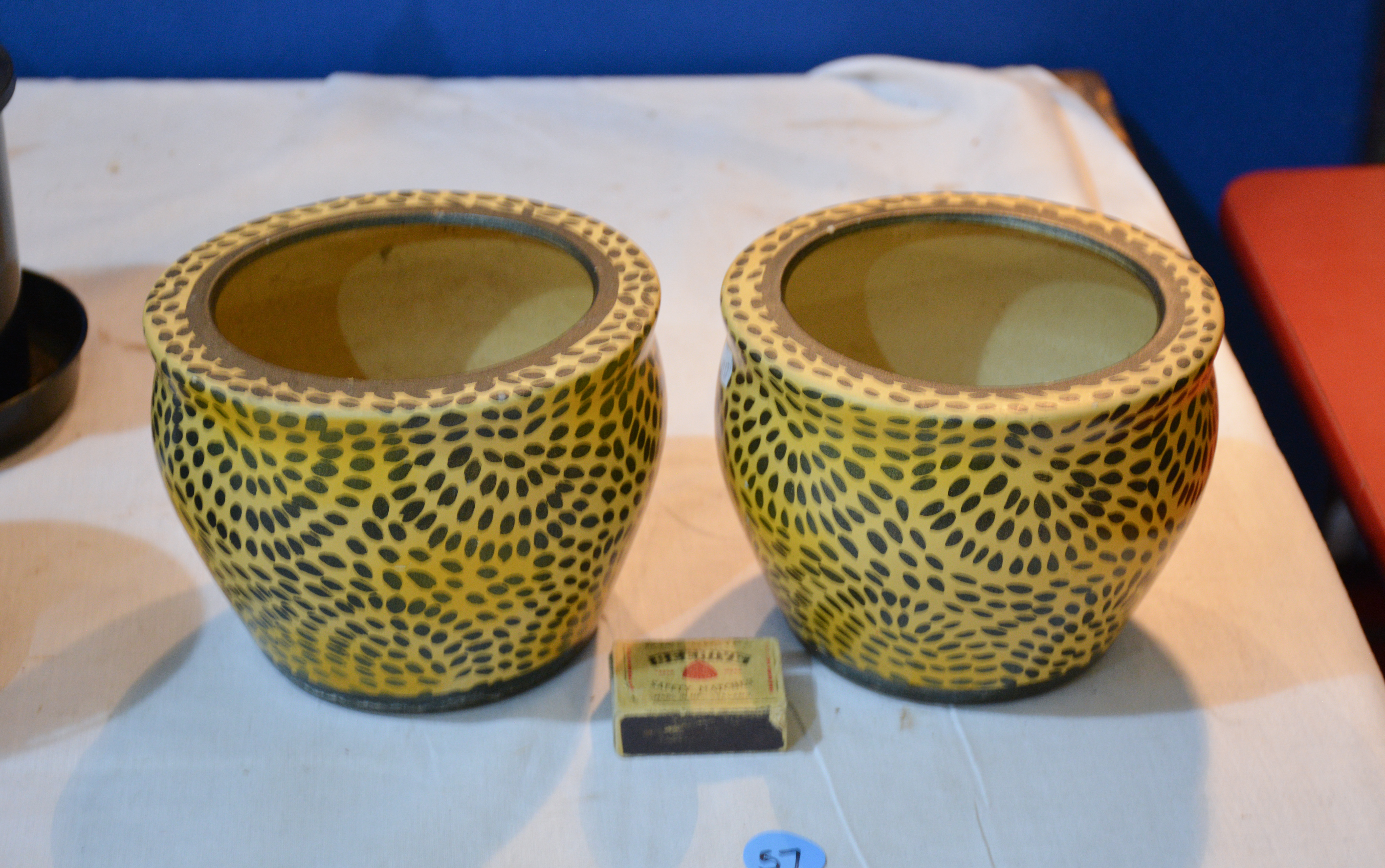 Leopard Print Pots x 2 — sold at auction in New Zealand for $20