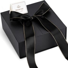 SHINDEL BLACK GIFT BOX, 7.9X7.9X3.3 INCHES GIFT BOXES WITH LIDS FOR PRESENTS, CARD STICKER MAGNETIC CLOSURE LUXURY BLACK GIFT BOX