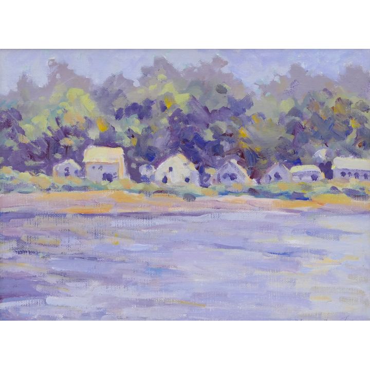 Massachusetts Impressionist Coastal Homes Painting Framed
