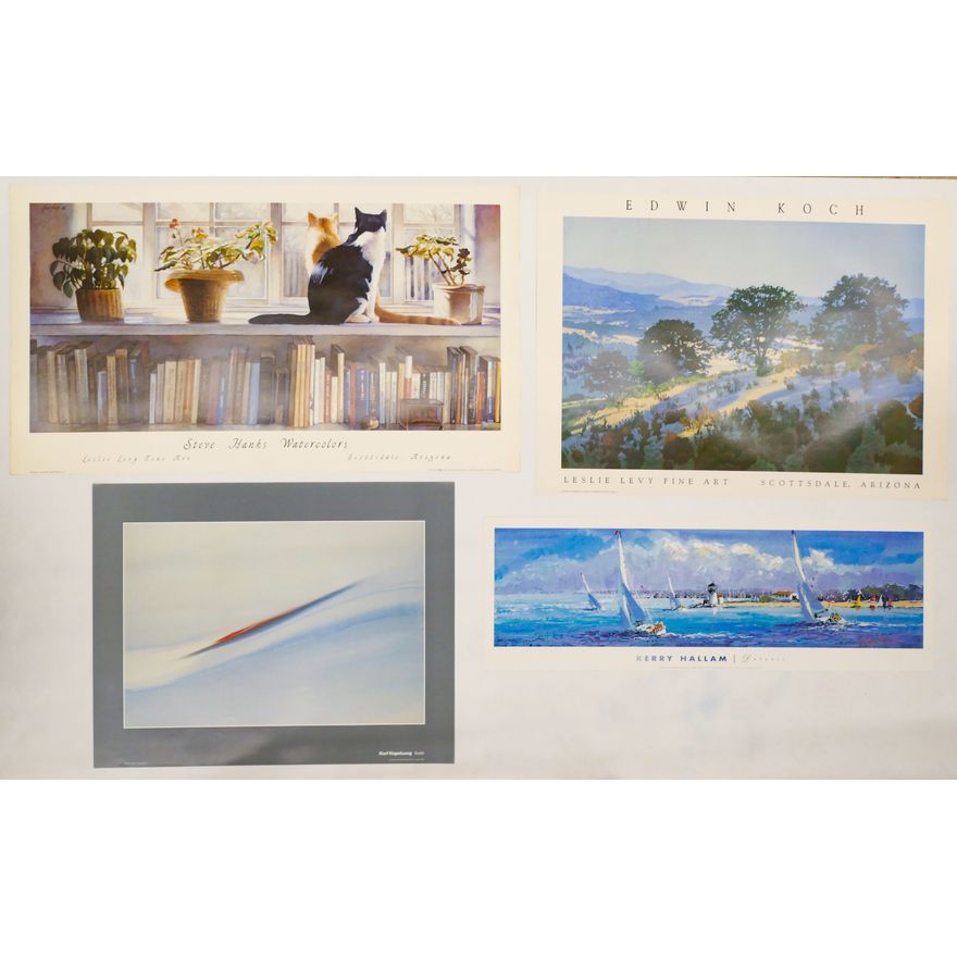 4pc Vintage Art Posters. Edwin Koch, Steve Hanks, etc.