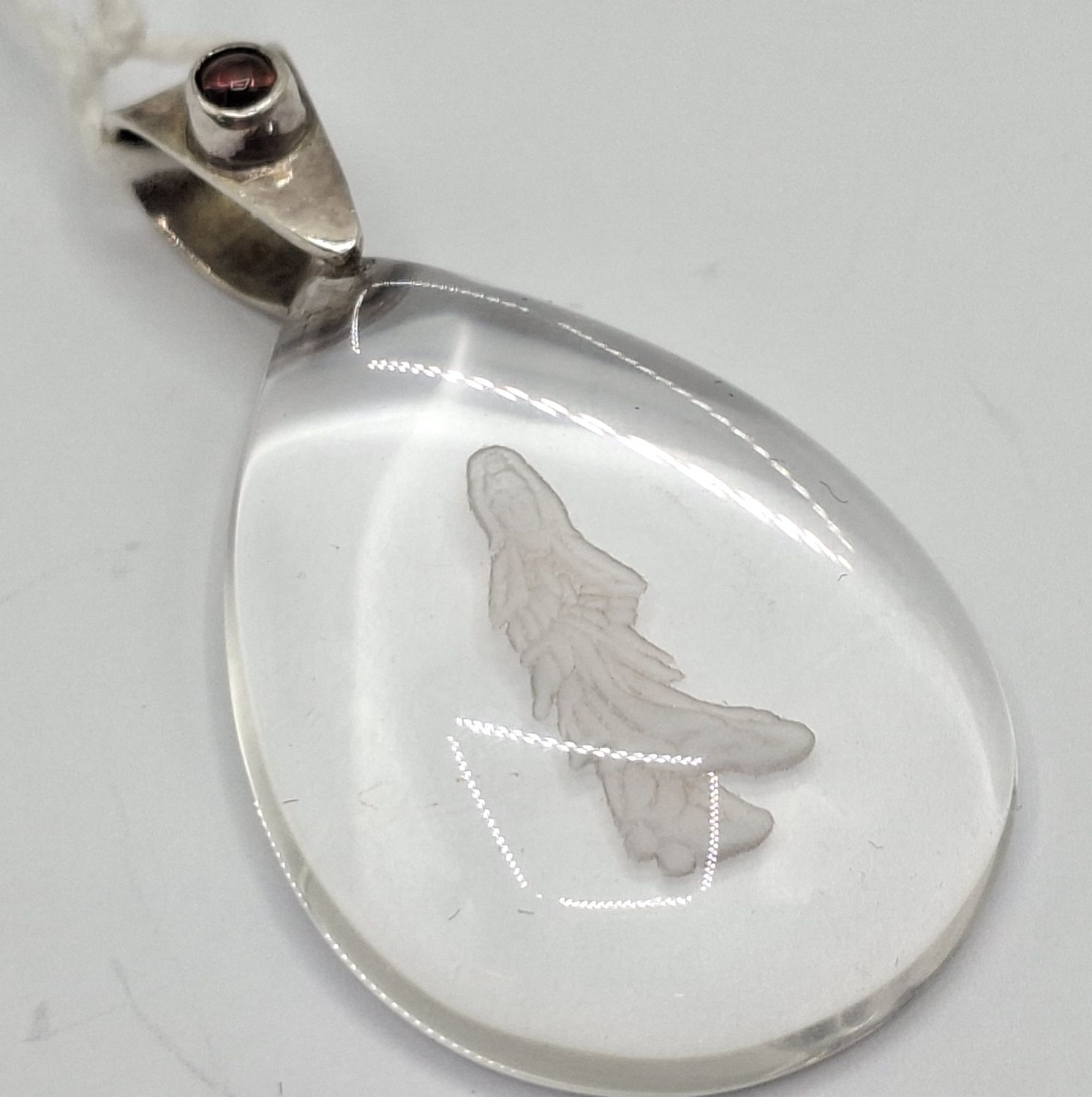 Sterling Silver Intaglio Quartz Pendant