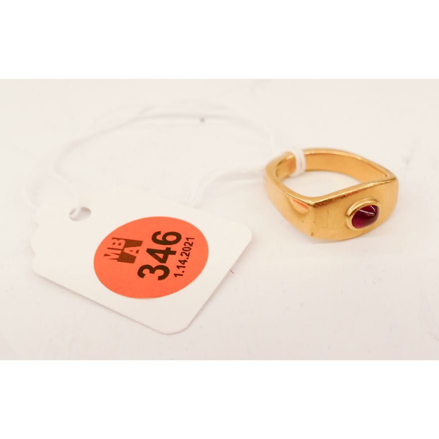 Men's 18K Philip Monroe Ruby Cabochon Ring- 13.8g