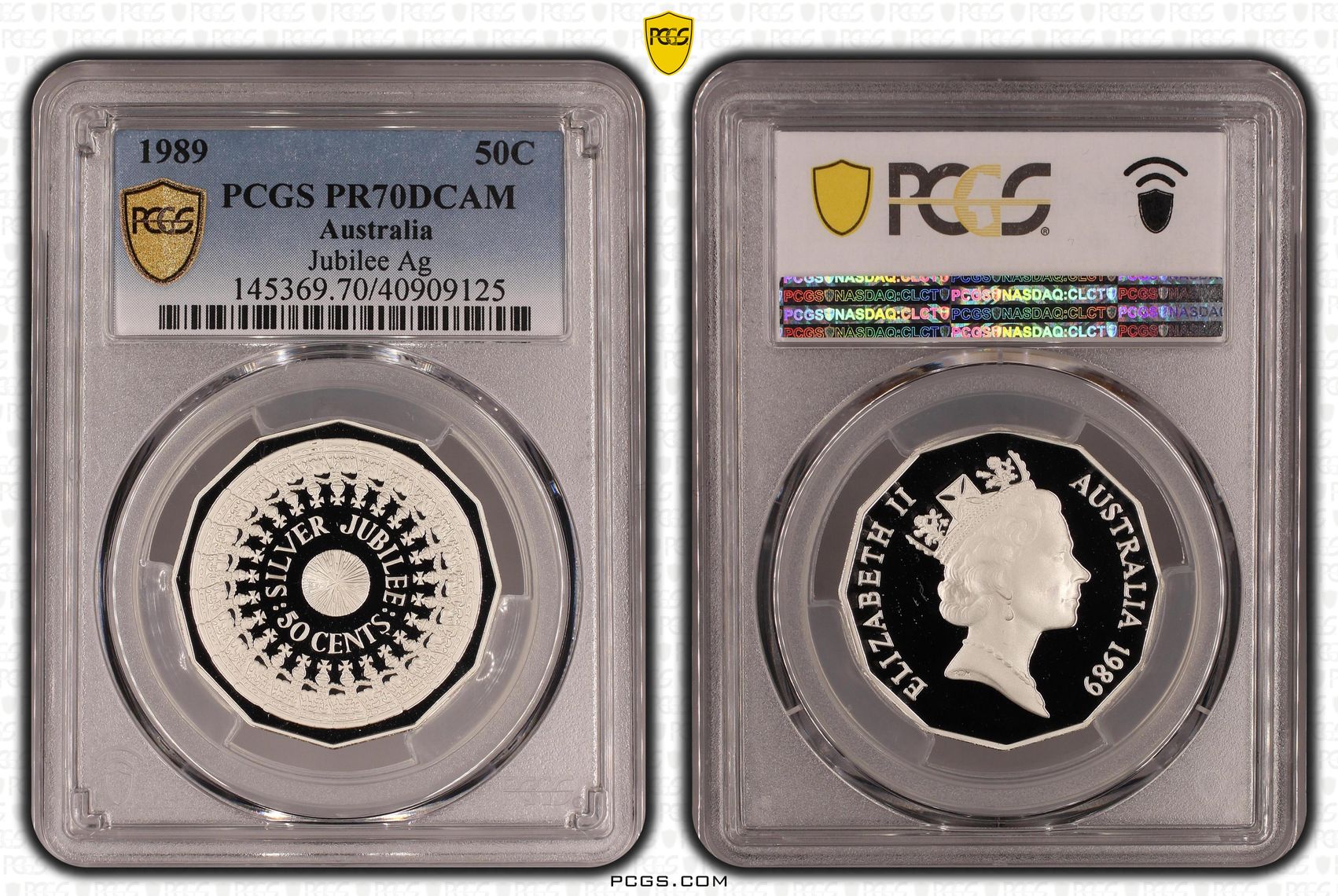 269 · 1989 Australia Fifty Cent, 50c Silver Proof Jubilee PCGS - PR70DCAM POP 37/0 -125