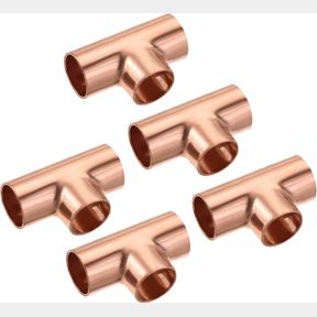 1/2 INCH MECCANIXITY TEE COPPER FITTING 3 WAY WELDING JOINT 1/2 INCH ID FOR HVAC AIR CONDITIONER, PACK OF 5