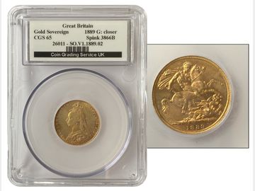 1889 VICTORIA JUBILEE HEAD SOVEREIGN CGS 65
