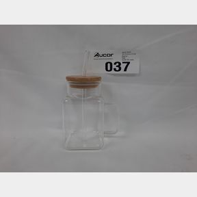 TRENDY RIBBED GLASS WITH LID HANDLE - 390ML