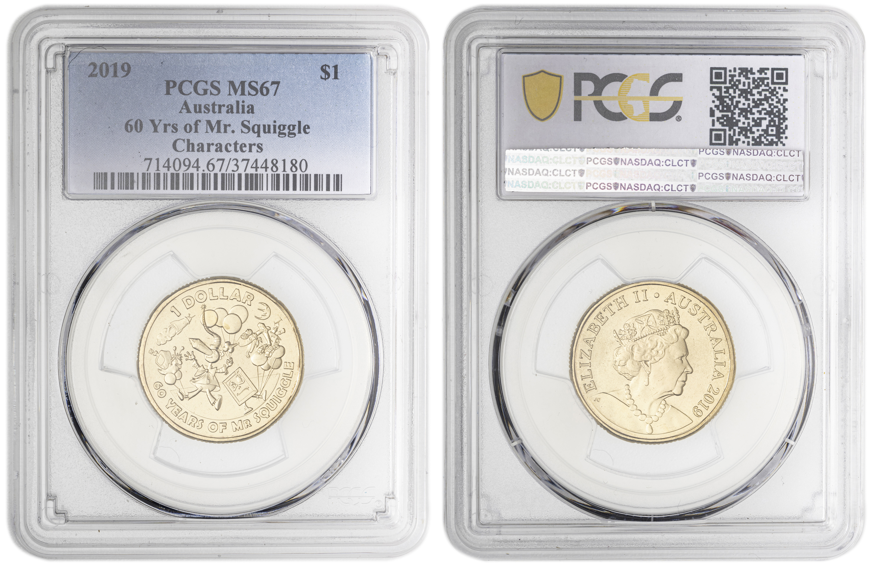 60 Yrs of Mr. Squiggle - Characters, One Dollar, 2019, PCGS MS67