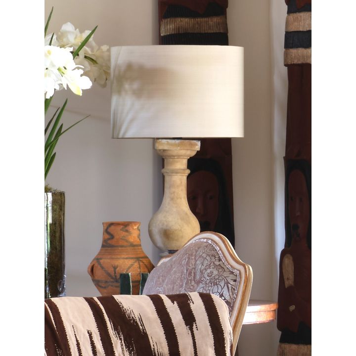A pair of table lamps with terracotta bases