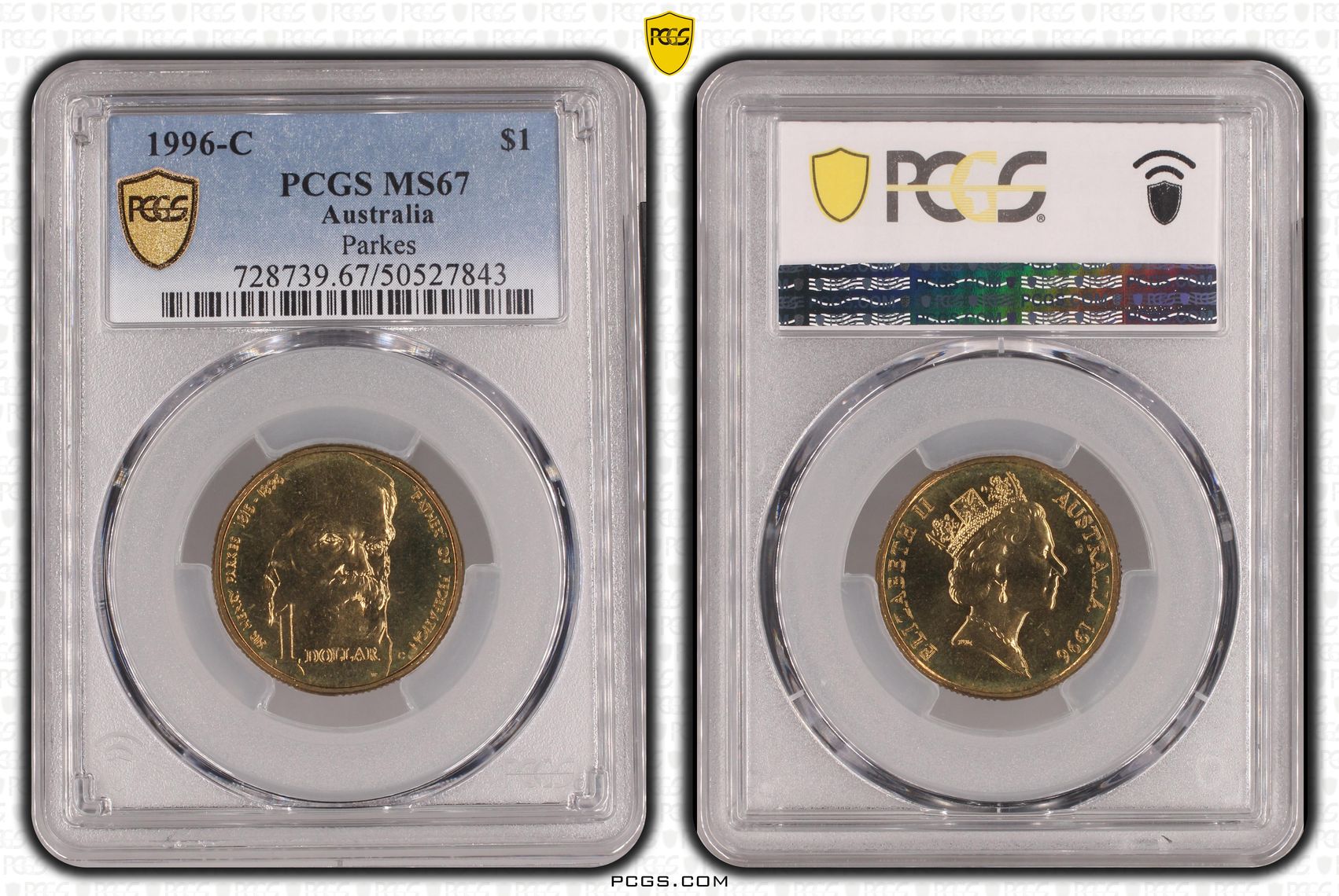Parkes, One Dollar, 1996-C, PCGS MS67