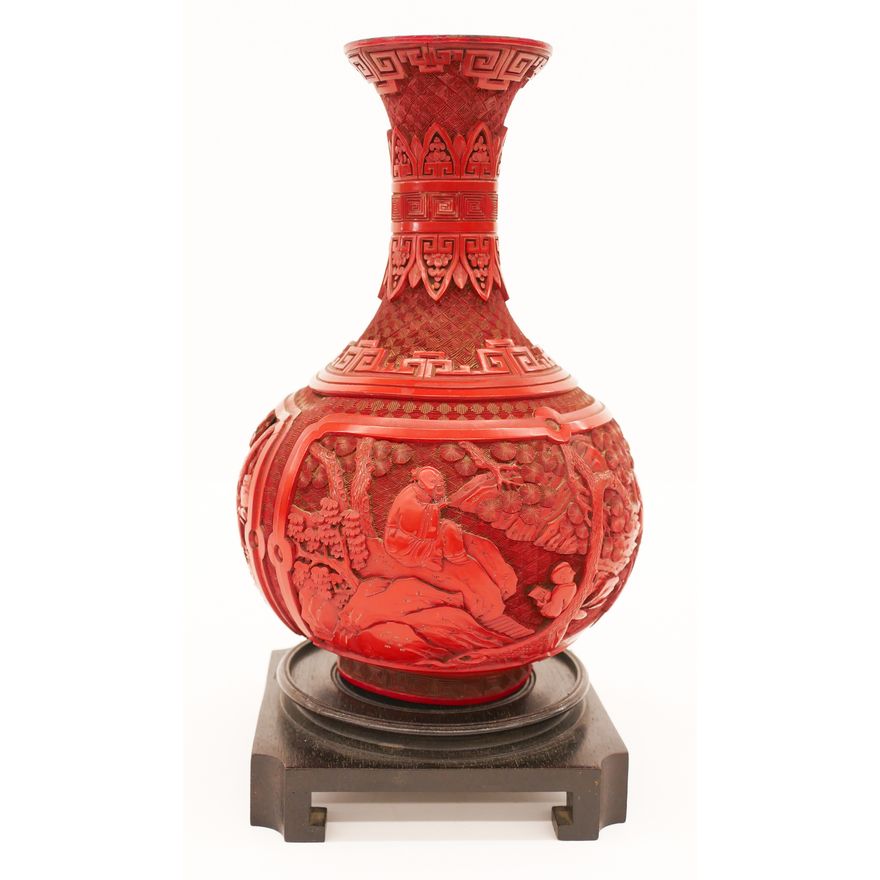 Chinese Qing Cinnabar Bottle Vase
