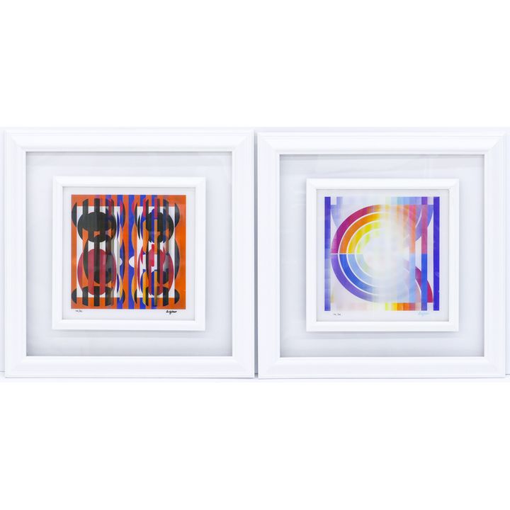 2pc Yaacov Agam ''Agamographs'' 2005 Acrylic
