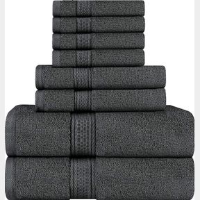 8 PCS GRAY COTTON TOWEL SET BATH TOWEL SET CTS