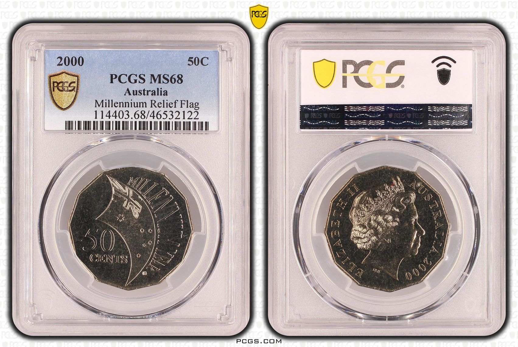 Elizabeth II, Millennium Relief Flag, Fifty Cent, 2000, PCGS MS 68