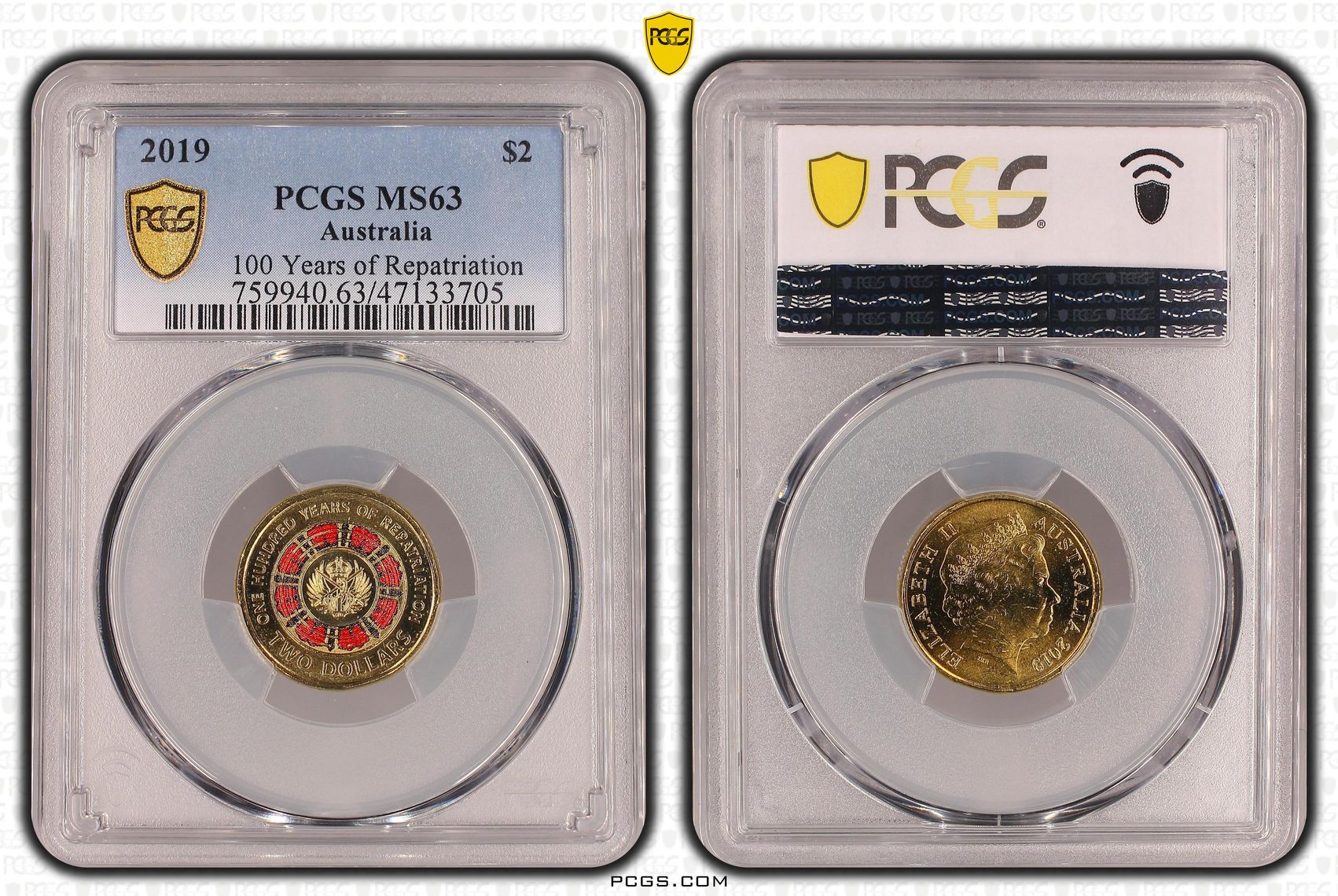 Elizabeth II, 100 Years of Repatriation - Colorized, Two Dollar, 2019, PCGS MS63