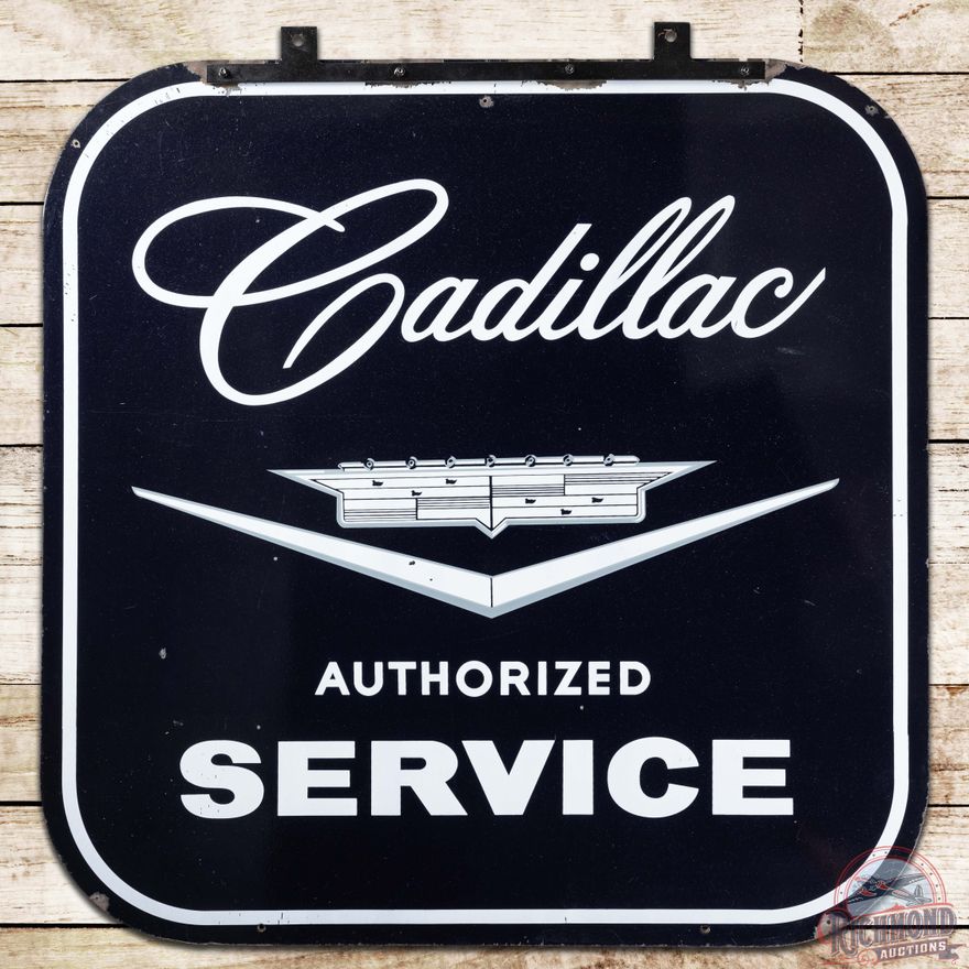 Cadillac Authorized Service 48" DS Porcelain Sign w/ Logo